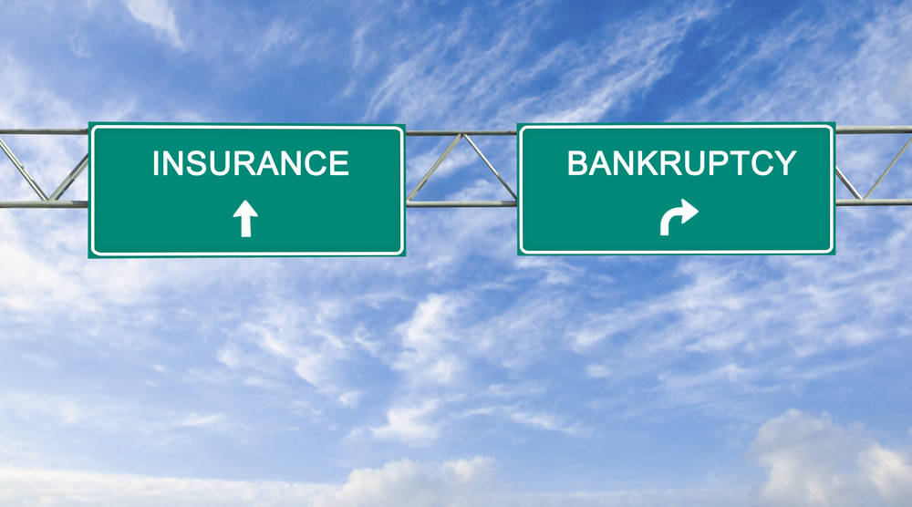 insurance and backruptcy road signs